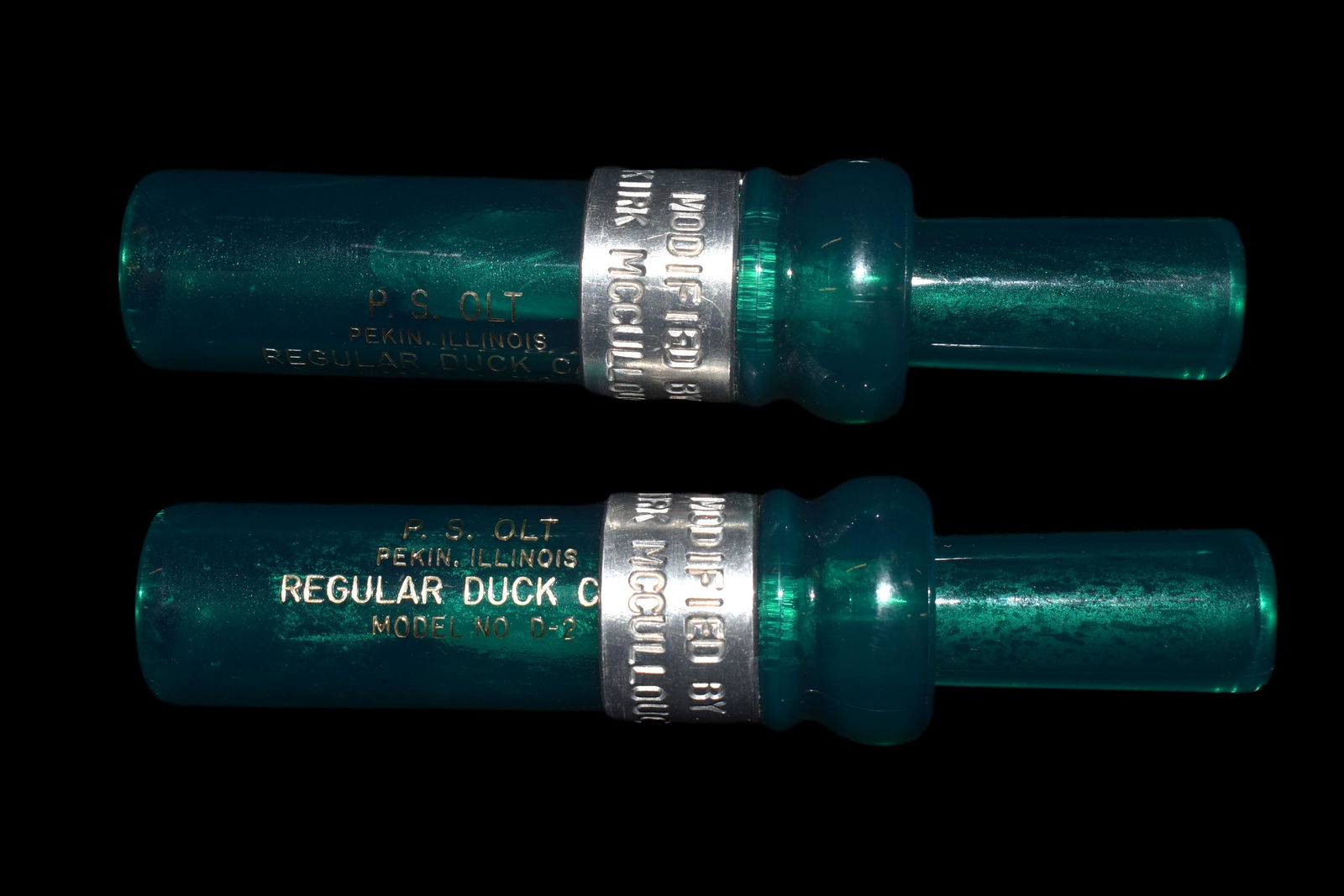 Pair of Olt D-2 Green Acrylic Duck call modified by (1 of 8)
