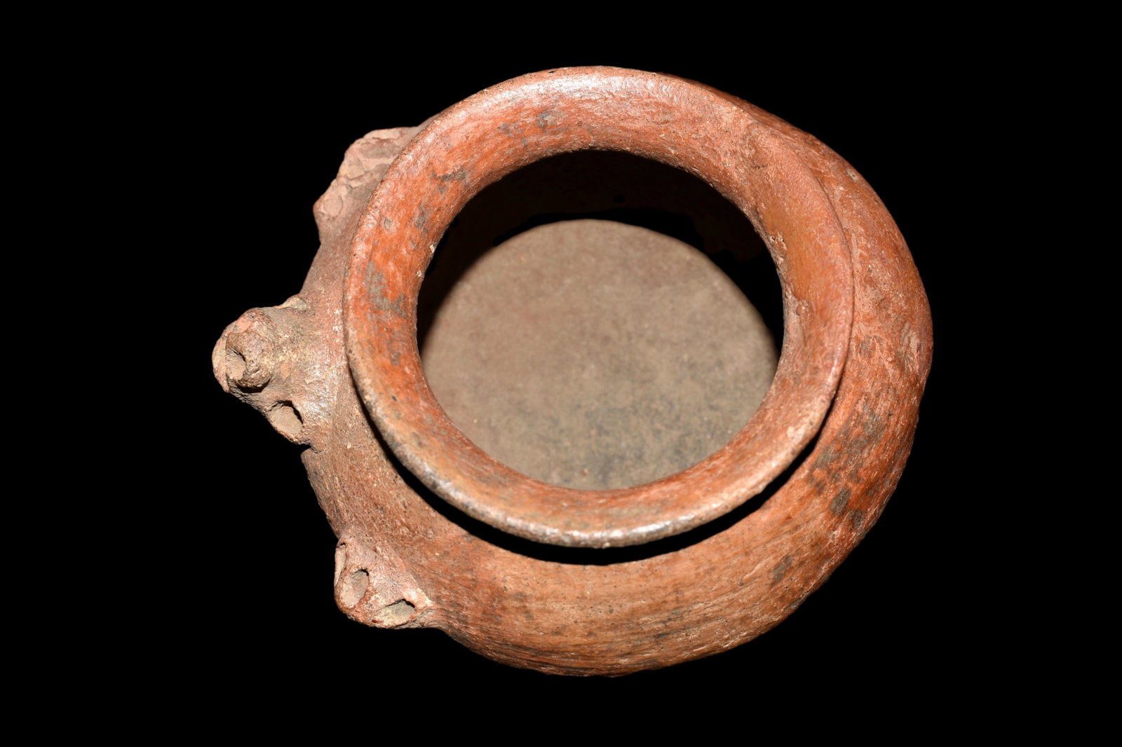El Bosque Zoomorphic Tripod Jar, ca. 400-700 AD: A fine El Bosque zoomorphic tripod jar from the Atlantic Watershed area of Costa Rica, ca. 400 â€“ 700 AD. It is 4” in diameter and featured the head and feet of a turtle protruding from th