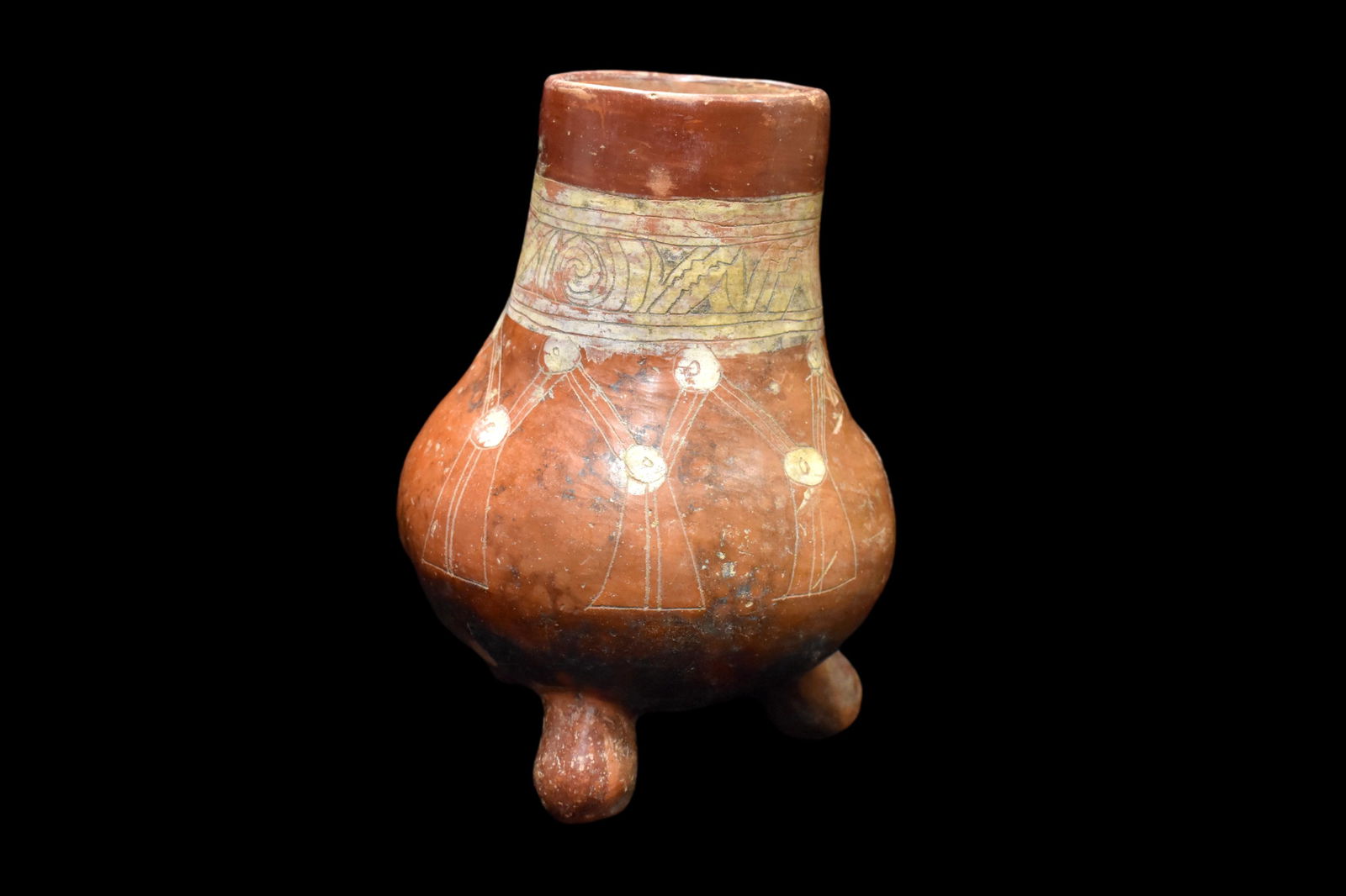 8" Tall Highly Decorative, 3 Rattle Legged Pre Columbia (1 of 10)