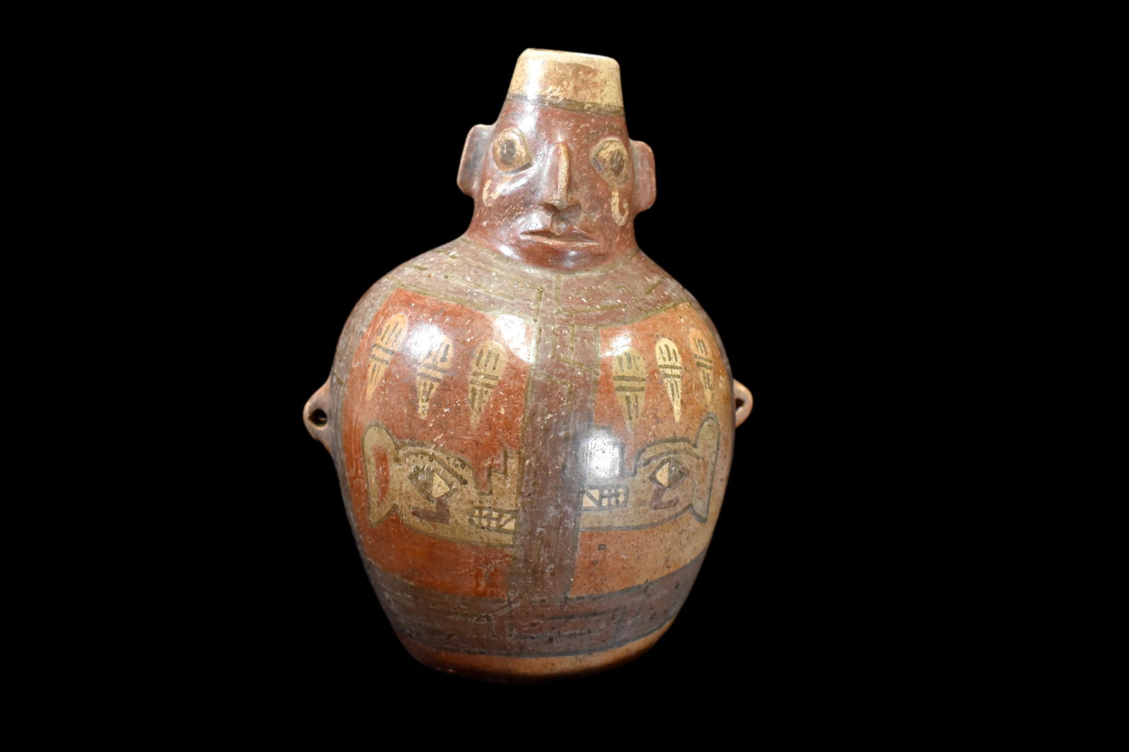 7" Tall Inca Human Effigy Pottery Vessel, Nice Paint to (1 of 9)