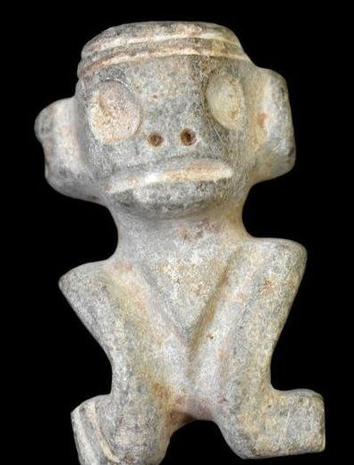 2 1/8" Pre Columbian Stone Effigy Axe God Pendant, High (1 of 10)