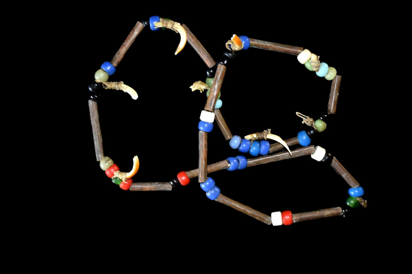 28" Brass Beads, trade beads, and crab claws necklace (1 of 5)