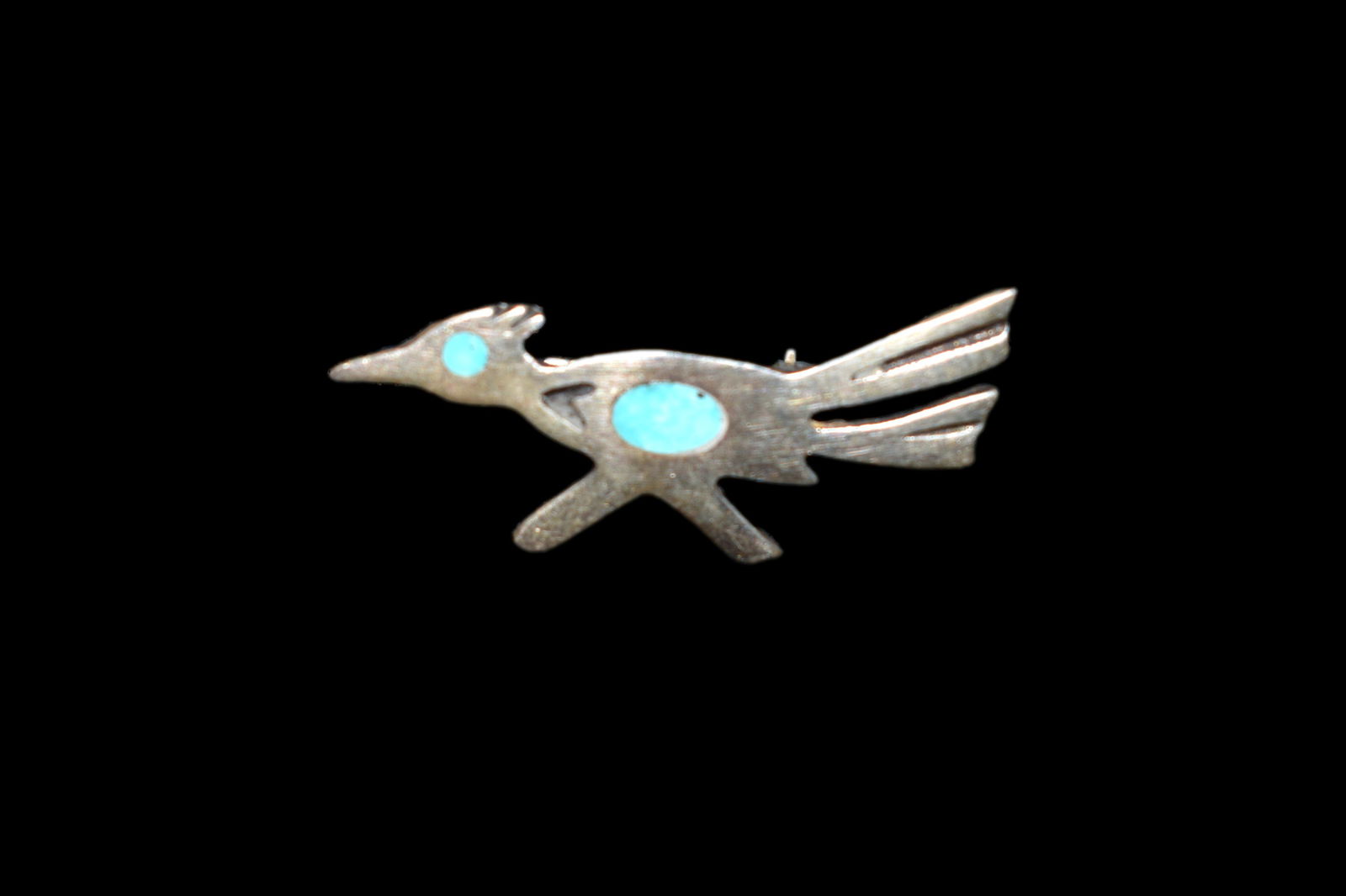 1 5/8" Silver Road Runner Pin with Turquoise Inlay (1 of 5)