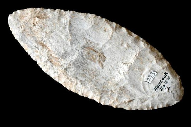 5 13/16" Paleo Early Ovoid Knife found in hancock Co, (1 of 9)