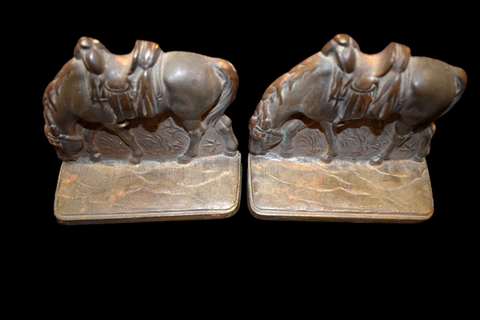 Set of Vintage Bronze Horse Book Ends (1 of 6)