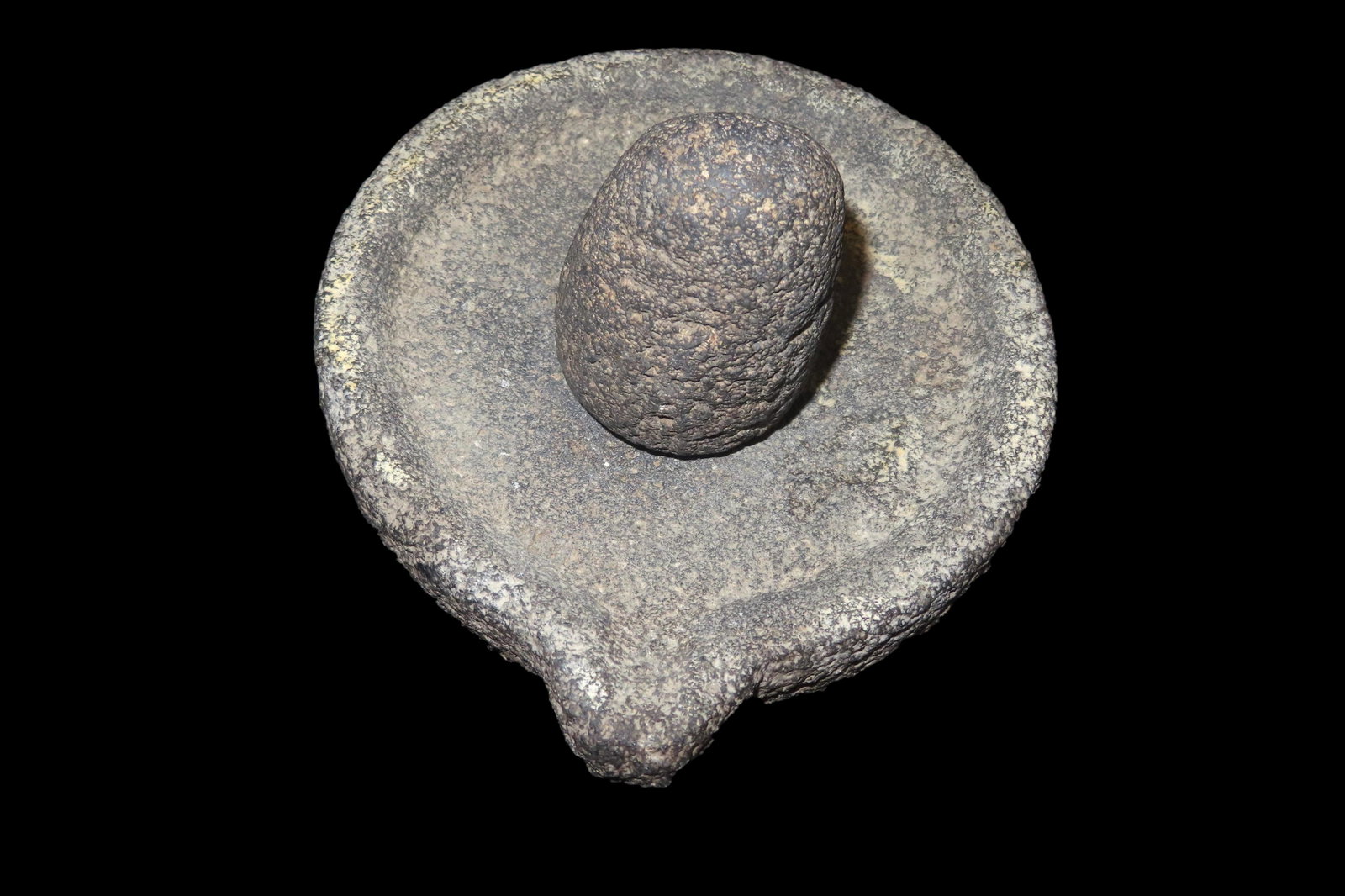 Pre-Colombian Stone Mortar and Pestle Set- 6 1/2" in (1 of 6)