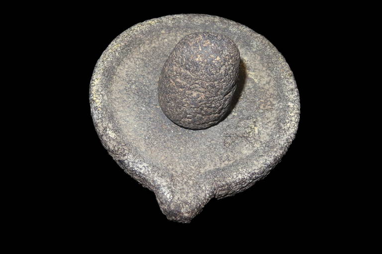 PreColombian Stone Mortar and Pestle Set 6 1/2" in (0445) on Jan 02