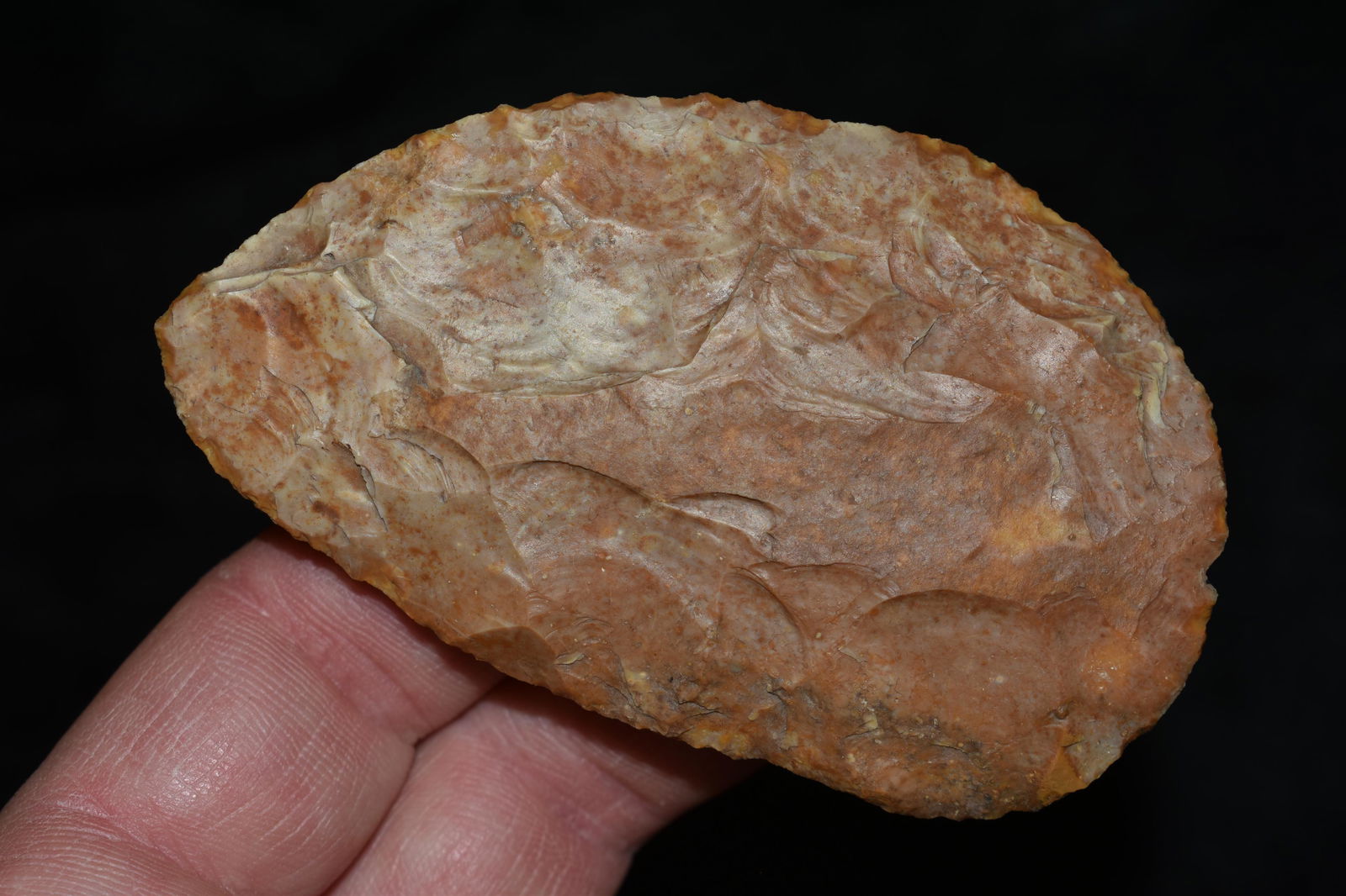 3 3/8" Paleo/ early Archaic Blade ultra thin found by Justin Barker in Pike Co, Illinois. (1 of 4)