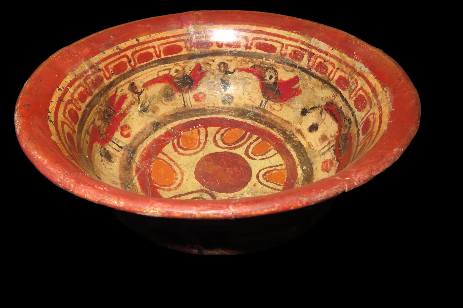 BEAUTIFUL 8" WIDE MAYAN POTTERY BOWL, INCREDIBLE ARTWORK, BIRDS ON THE INSIDE, VERY DETAILED (1 of 6)