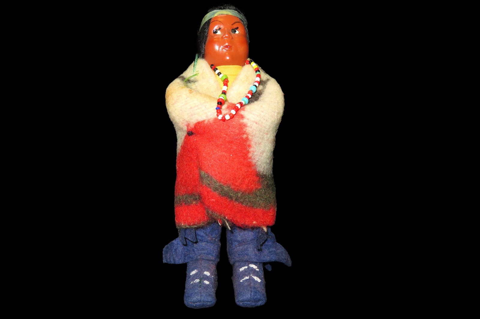 7" TALL SKOOKUM INDIAN DOLL, NICE EARLY EXAMPLE, ALL ORIGINAL (1 of 4)