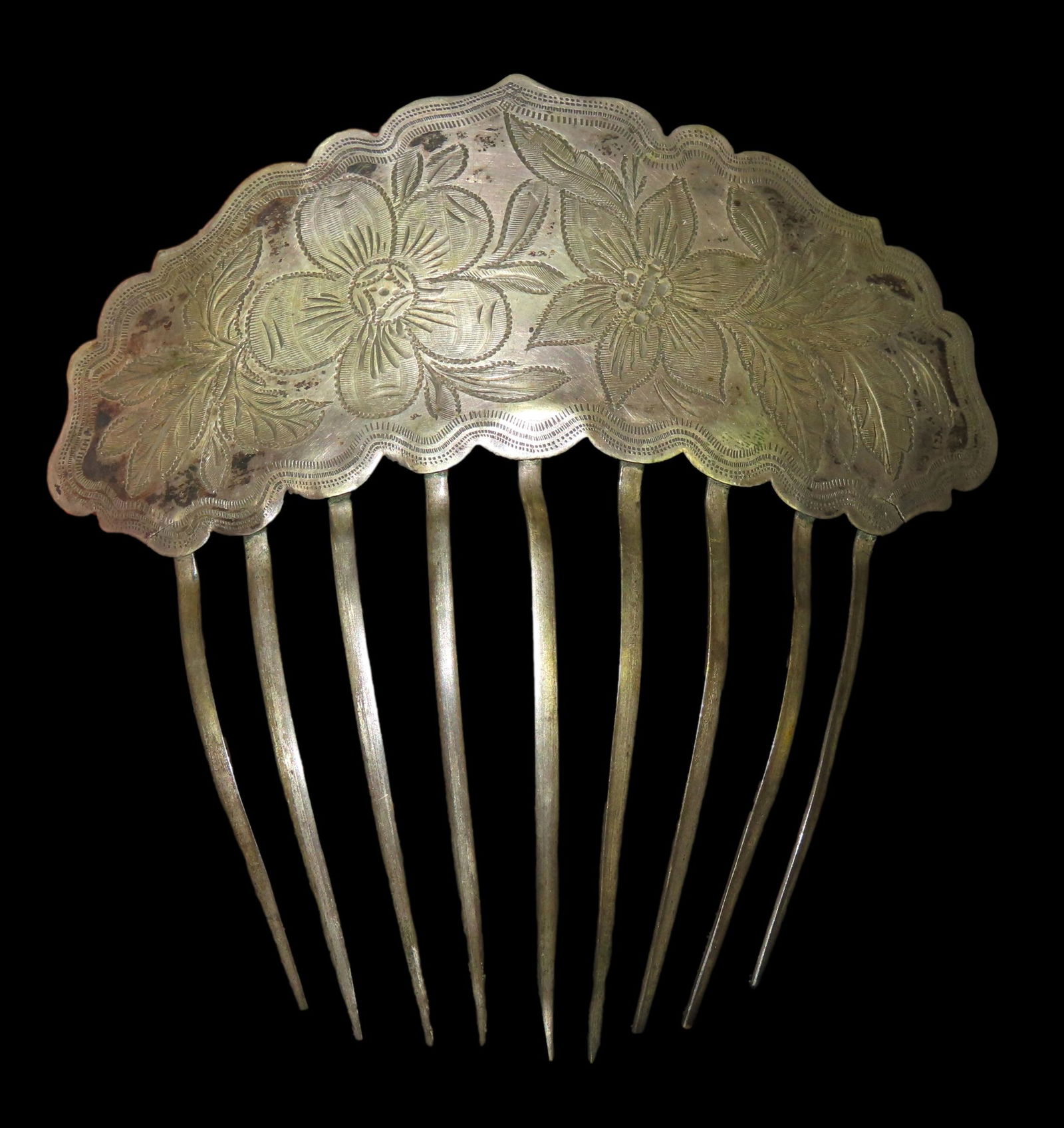 Silver Highly Decorative Hair Comb Ex Dale & Betty Roberts Collection NO Cartoose Marks (1 of 7)