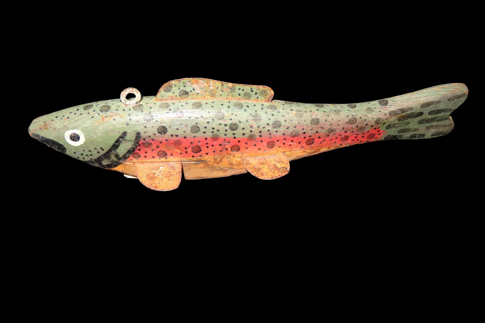 7 1/8" Vintage Wood/ Metal, Hand painted Fish Decoy, David L. Root Collection (1 of 6)