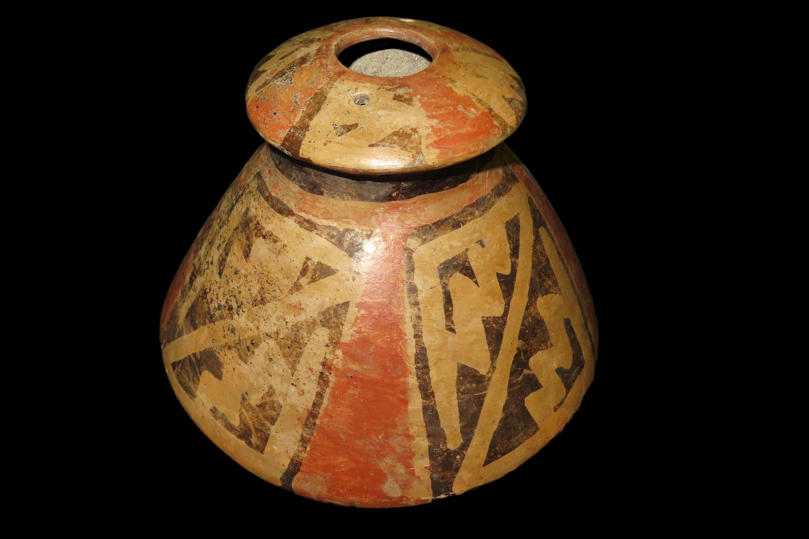 Narino Polychrome Vessel, 7 1/2" Dia X 6 3/4" Tall, Columbia/ Equador Area, Nice Form & Finish, (1 of 7)