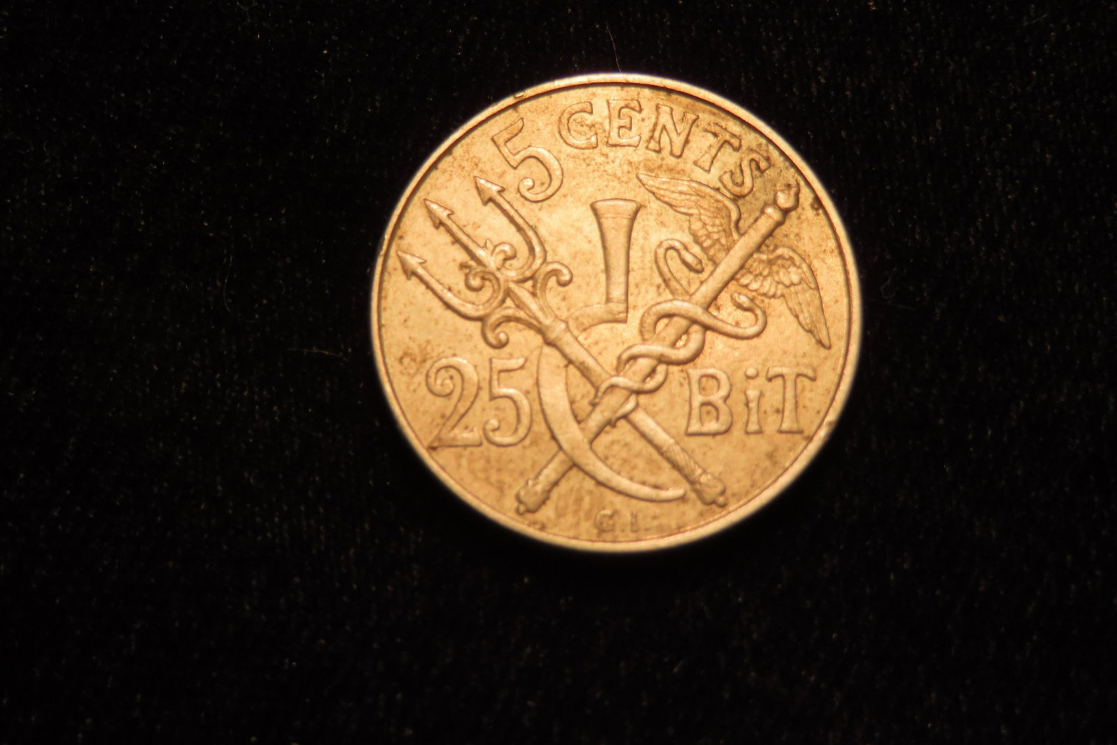1905 dansk vestindien 5 cents 25 bit: 1905 dansk vestindien 5 cents 25 bit