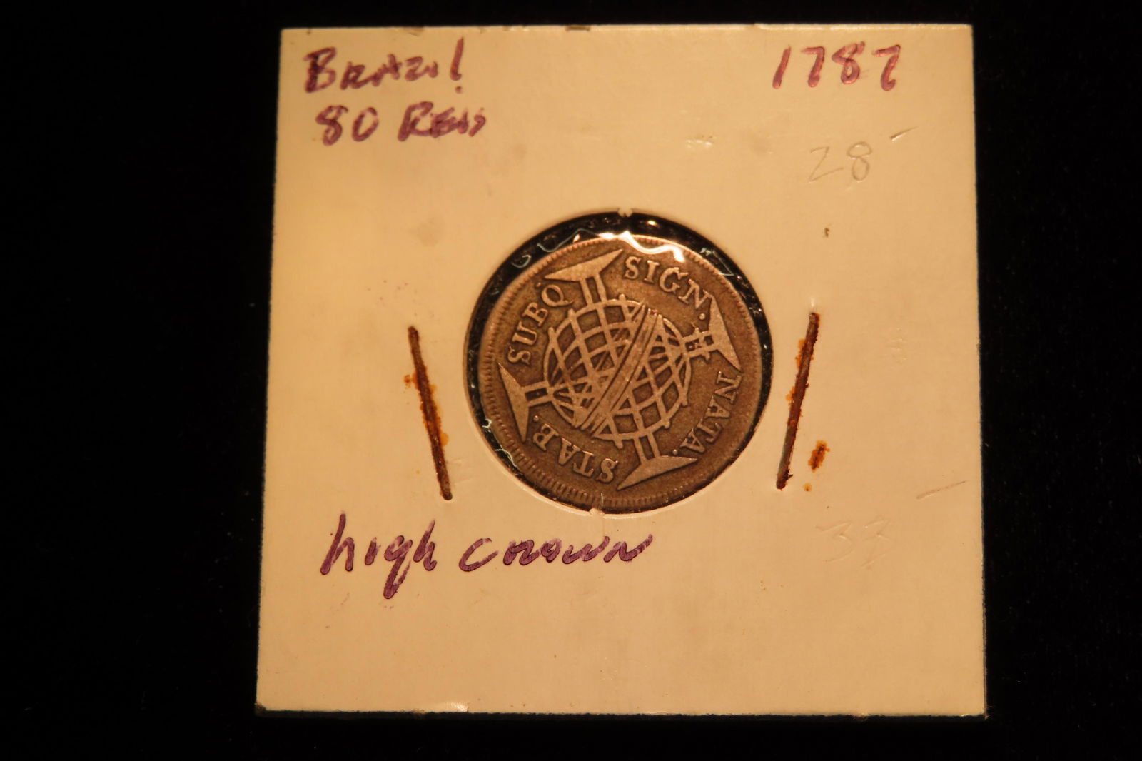 1787 Brazil 80 reis high crown coin (1 of 3)
