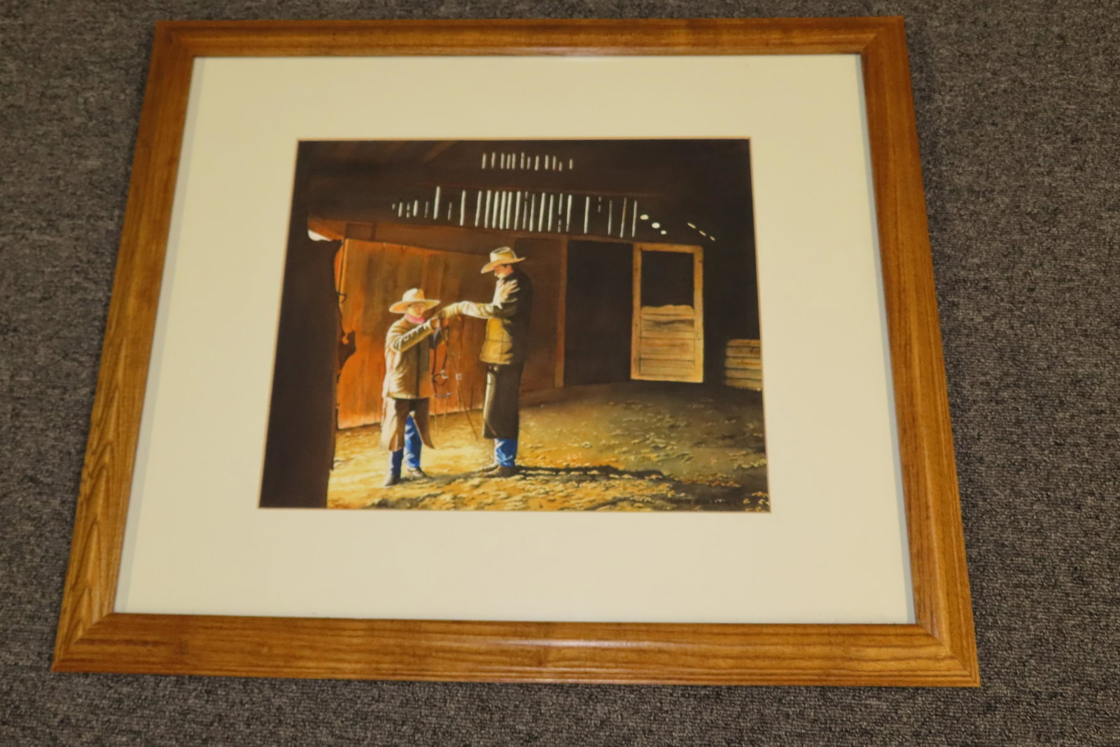 "THE COWBOY'S GIFT" - SIGNED ORIGINAL BY BRENDA BECK FISHER FROM HANNIBAL, MISSOURI, WITH: "THE COWBOY'S GIFT" - SIGNED ORIGINAL BY BRENDA BECK FISHER FROM HANNIBAL, MISSOURI, WITH REGISTRATION CERTIFICATE THAT CAN BE TRANSFERRED TO NEW OWNER