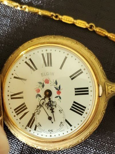 Elgin pocket watch top with deer on back
