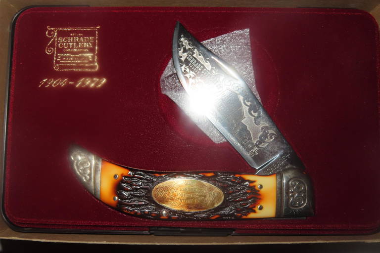 SCHRADE CUTLERY COMMEMORATIVE CASE WITH KNIFE 75TH ANNIVERSARY 1904