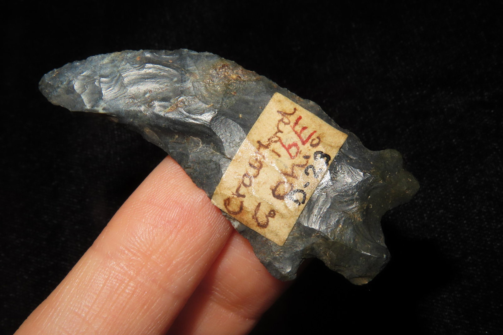 2" Crescent, Found in Crawford Co., Ohio EX. Sam Wasion Collection Authentic Native American (1 of 8)