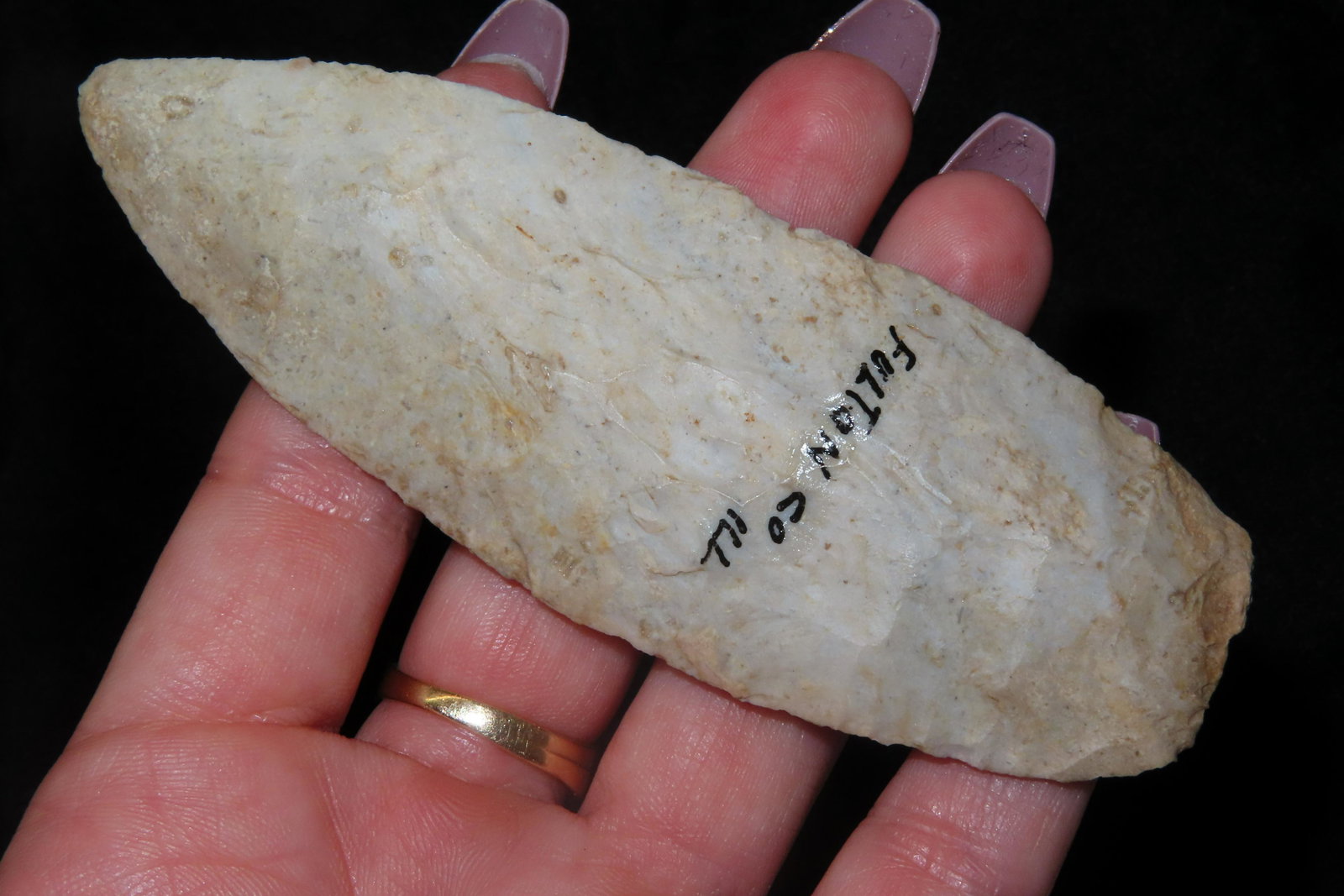 4 1/8" Early Archaic Knife found in Fulton Co., Illinois EX. Sam Wasion Collection Authentic Native (1 of 6)