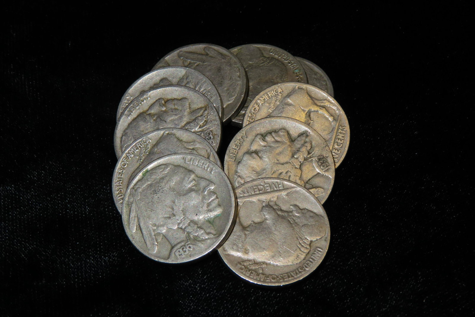 LOT OF 10 FULL DATE BUFFALO NICKELS, CLASSIC Early US COINS (1 of 4)