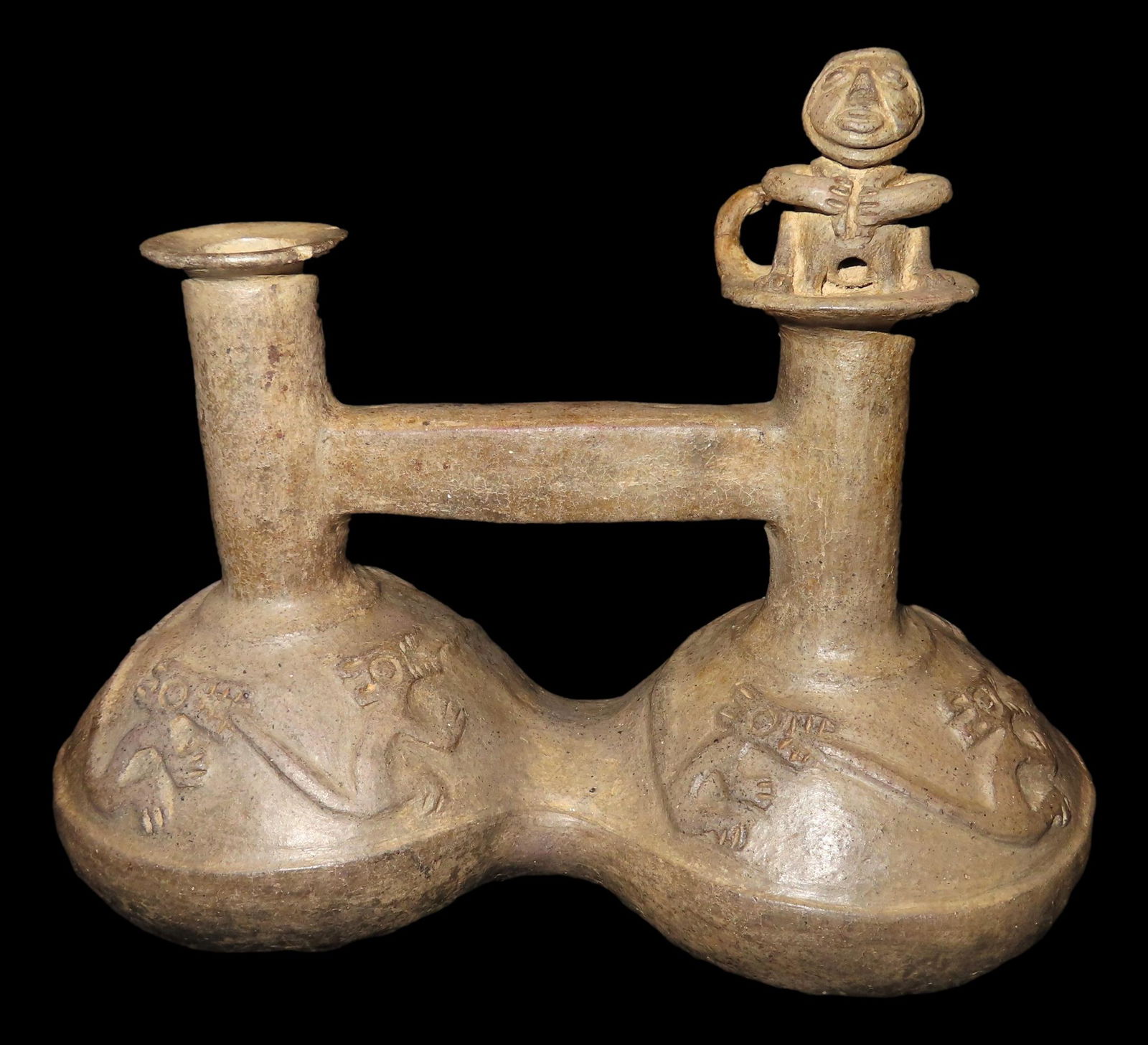 6 1/2" x 8" Very Interesting Double Spouted Pitcher from the EX Tom Browner from Davenport, Iowa (1 of 20)