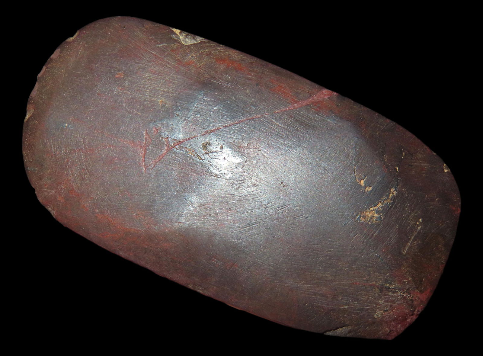 2 1/2" x 1 3/8" Hematite Celt. Motley COA. Found in Henry CO., Iowa. Made from Hematite. (1 of 13)