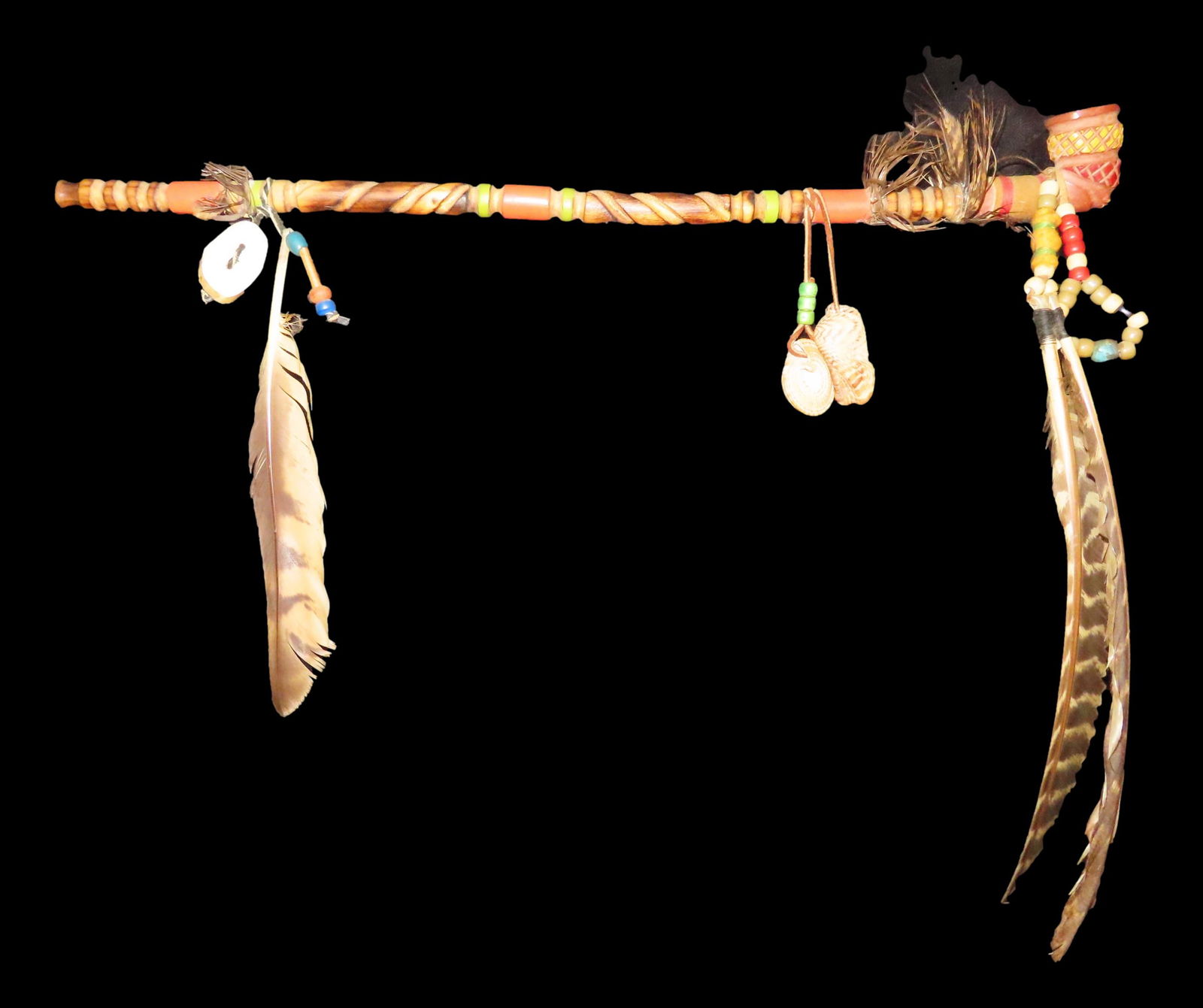 19  5/8 " x  2"  Very Unique Plains Indian Catlinite Pipe with stem. Circa 1970'S (1 of 11)