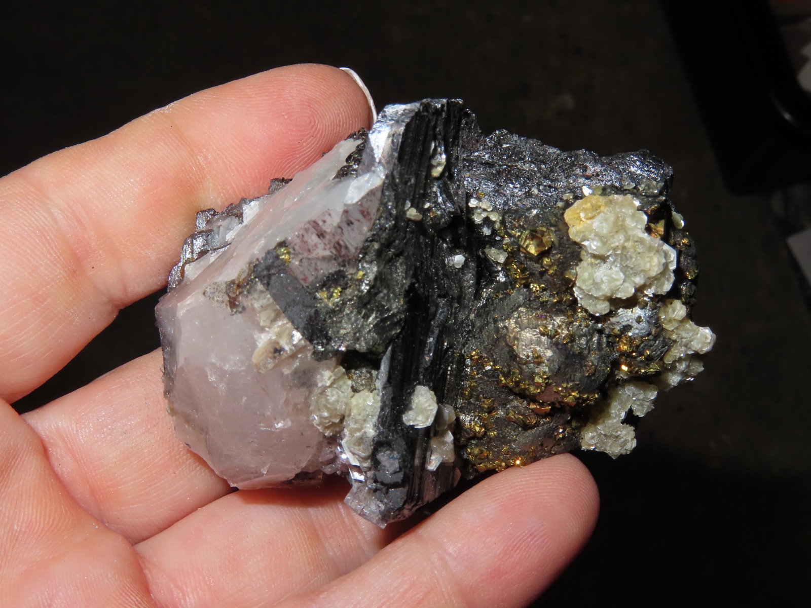 2 3/8" Ferberite Calcite, Chalcopyrite, Quartz (1 of 4)