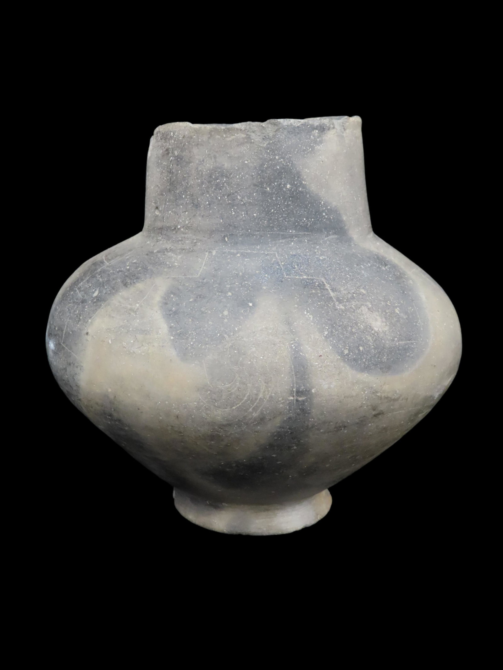 7" tall Pedestal Base Pottery Water Vessel, with Sun and Stair-step Motif, Likely Southern Missouri (1 of 11)