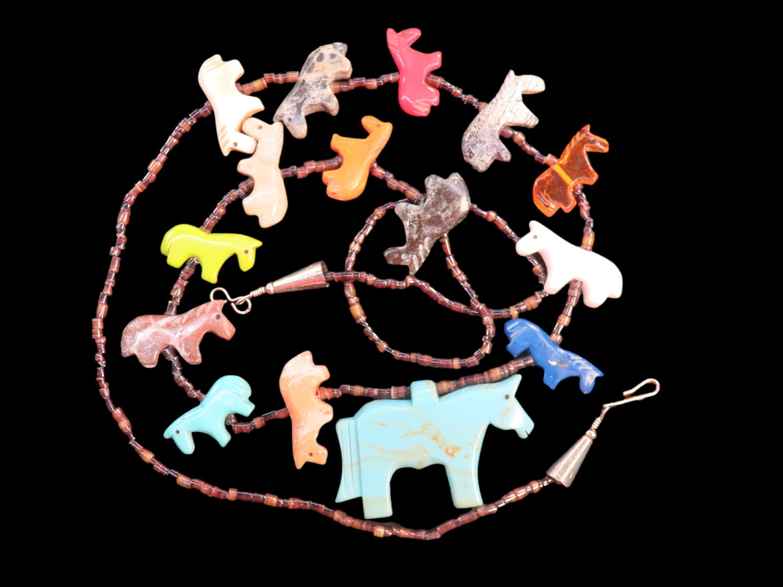 Suni Fetish Necklace of Hand Carved Horses and   Heishi Beads   from New Mexico (1 of 4)