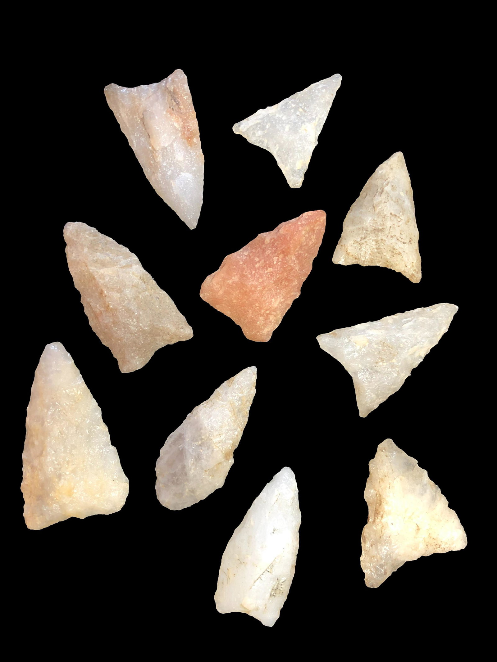 Lot of 10 Quartz Triangles- Largest is 1 5/8" Cocke Co Tennessee (1 of 5)