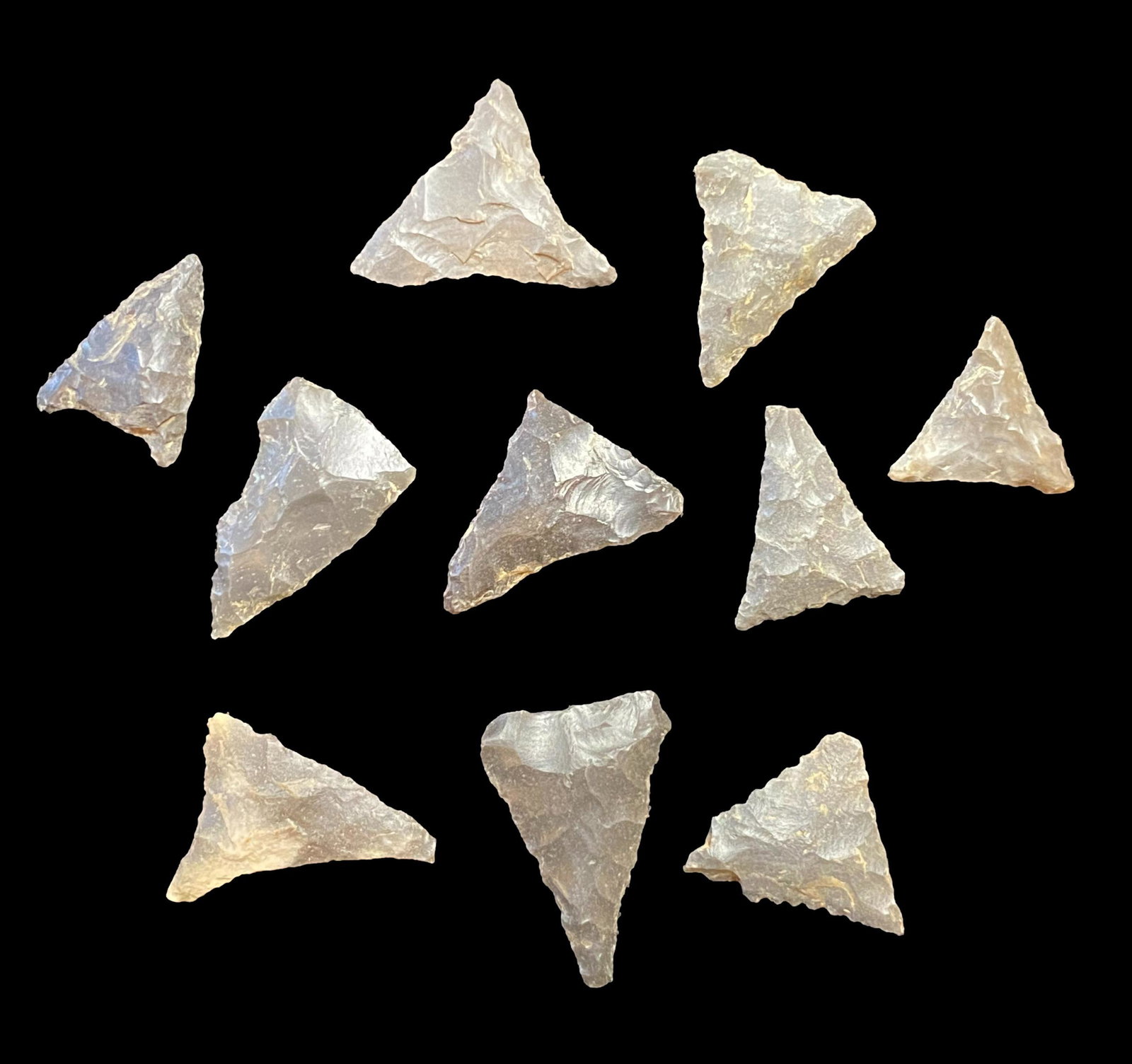 Lot of 10 Triangles found in Cocke co. Tennessee - Largest is 1": Lot of 10 Triangles found in Cocke co. Tennessee - Largest is 1"