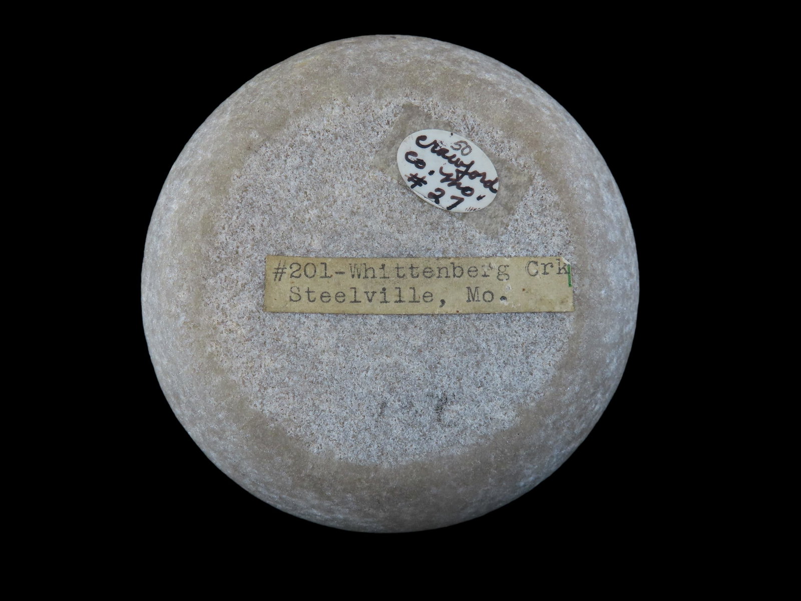 4" Discoidal found in Whittenberg Creek, Crawford Co Missouri, near Steeleville, made of white (1 of 10)