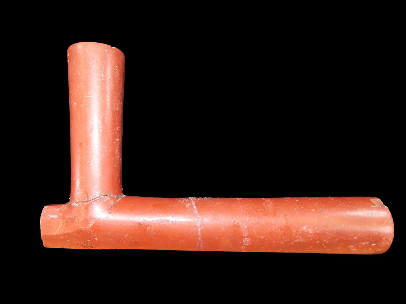 7 1/2" Catlinite Pipe broken into 4 sections and glued, EX Nick Gatses (1 of 8)