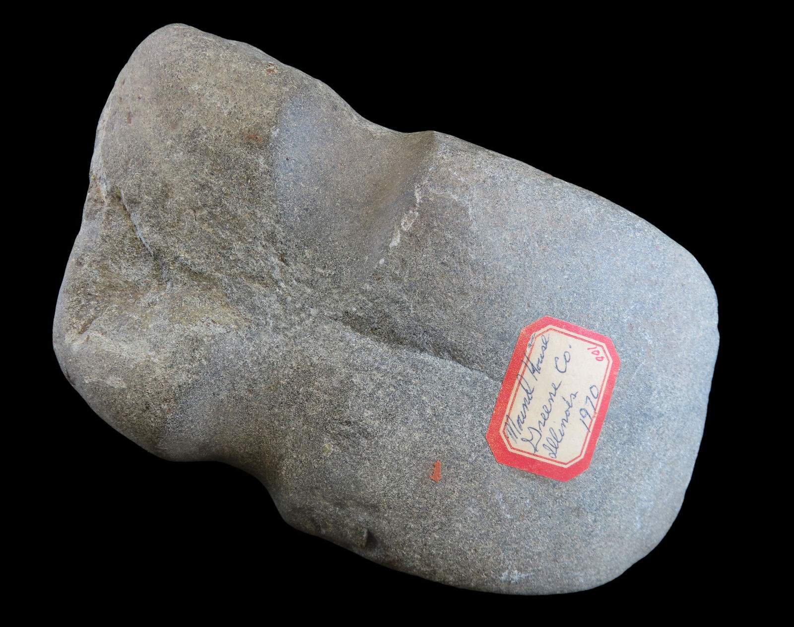 7 1/4" Full Groove Axe, found @ Mound House, Greene Co Illinois in 1970- Ex. Gerald Waters (1 of 11)