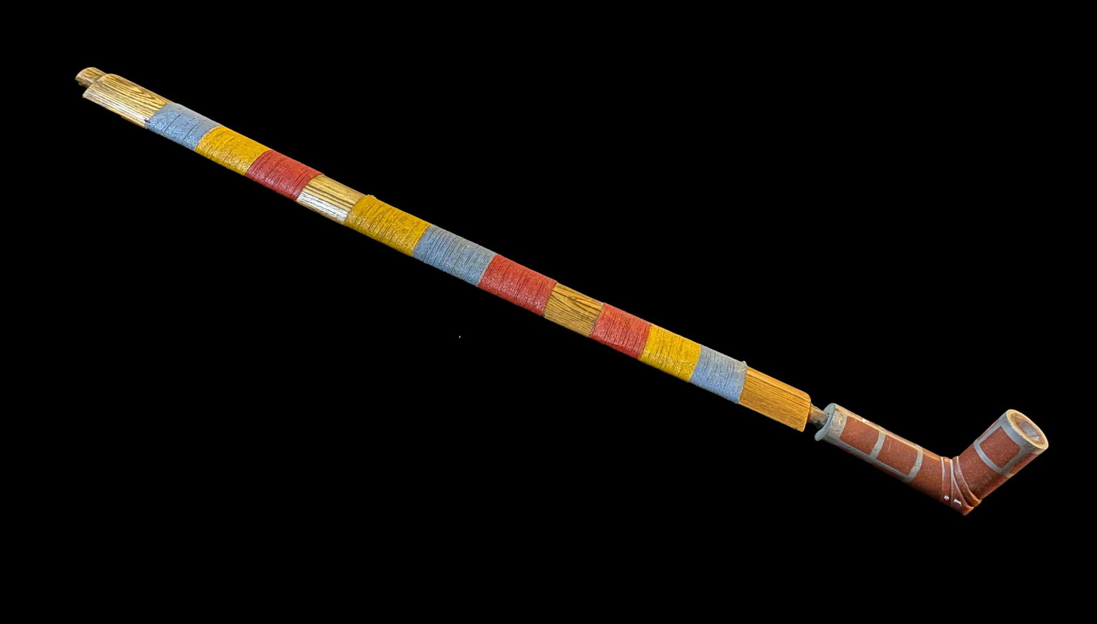 28" 1880's Western Plains Catlinite Pipe - All original Stem and Stitching -Immaculate Condition - (1 of 8)