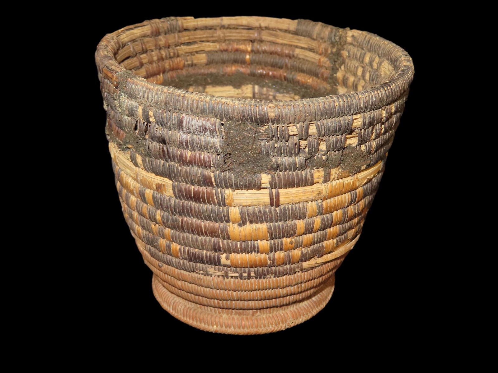 4" x 4" Ancient Peruvian Basket Pre Columbian Reed Basket (1 of 9)