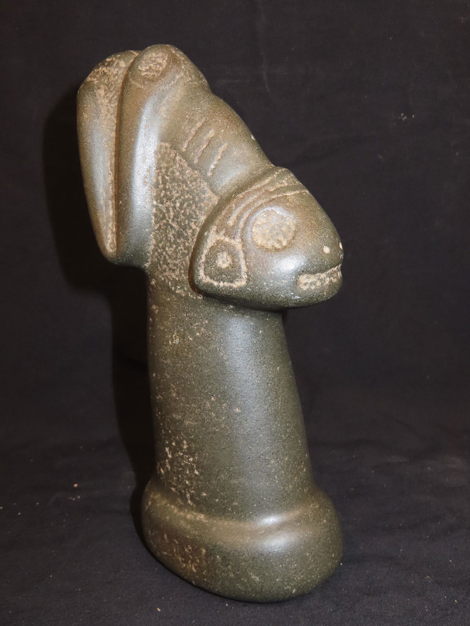 8.3/8" Taino Effigy Pestle.  Hispaniola.  Pre-Colombian Maul with Amazing Human / Frog Effigy which (1 of 10)