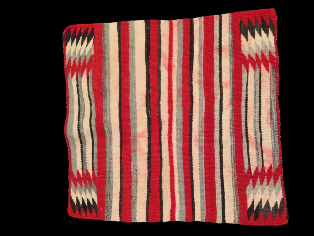 30" x 36" Authentic Navajo Saddle Blanket, Red dye used has run at some point: 30" x 36" Authentic Navajo Saddle Blanket, Red dye used has run at some point