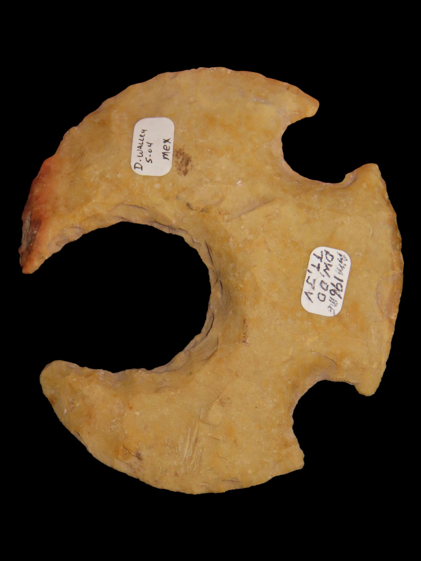 3 3/8" Stemmed Crescent Eccentric,   Pre Columbian, Belieze, Ex DeRosear, D. Walley in 2004, Ex. (1 of 6)