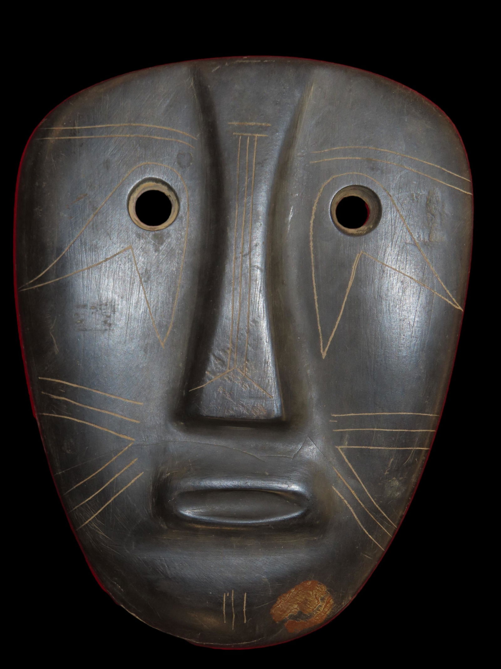 8 5/8" x 6 5/8" Northwest Coast Mask made of Canal Coal-likely mid 1900's (1 of 9)