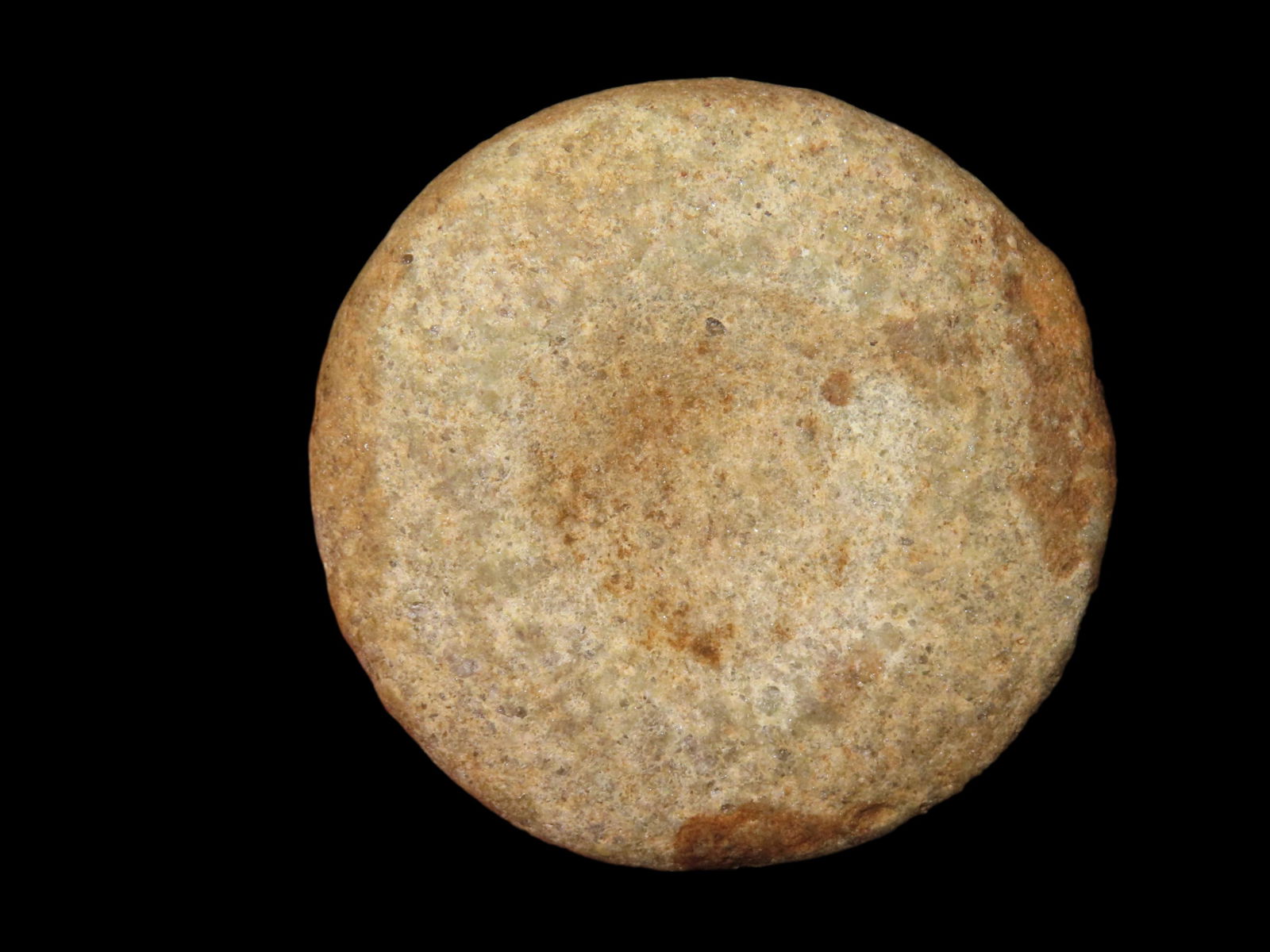 3 7/8" Discoidal, Motley COA, Made of Green Quartz, found in Lewis Co. Missouri (1 of 9)