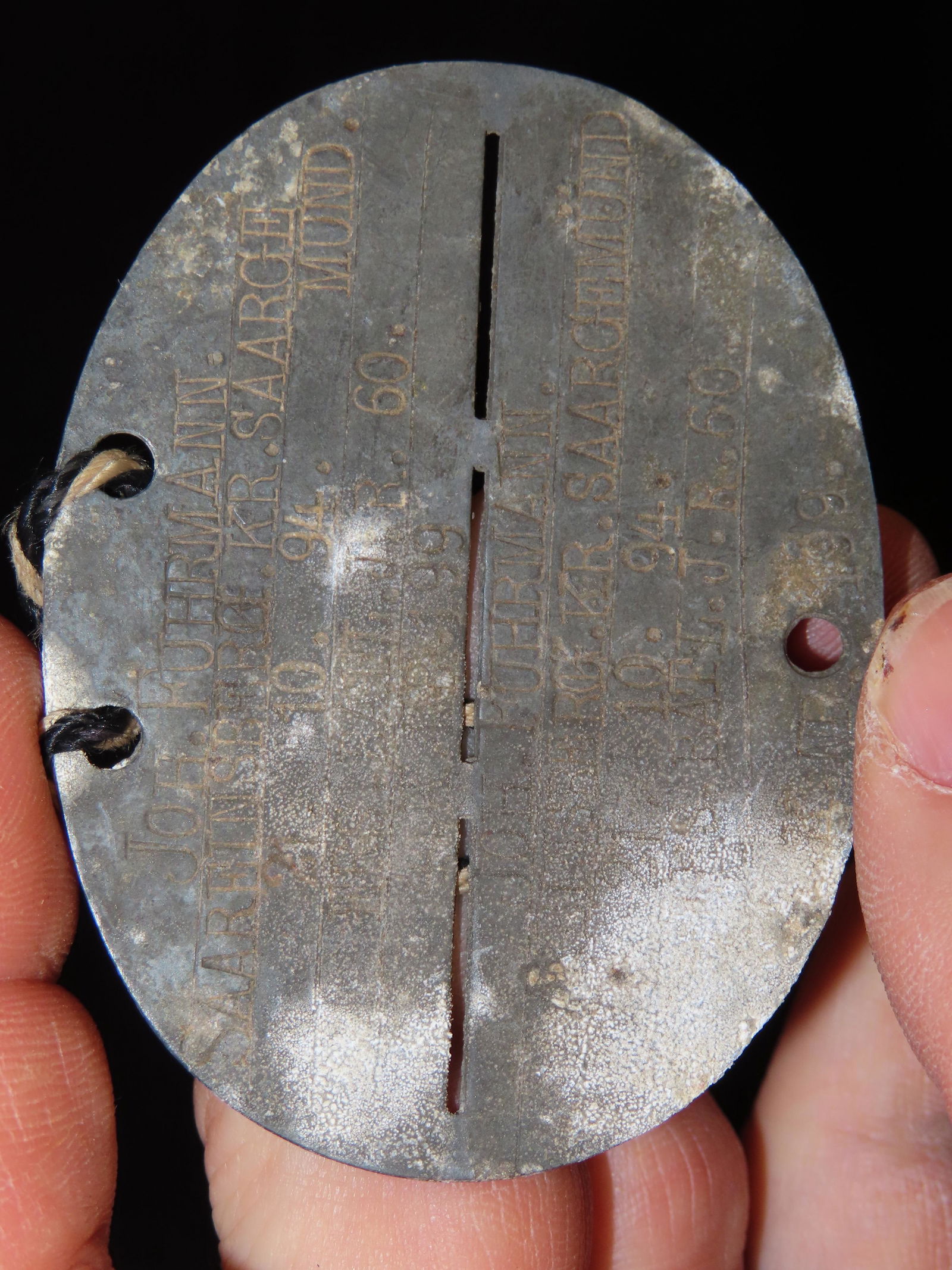 World War 1 WW1 German Dog-Tag Name-Tag (1 of 2)