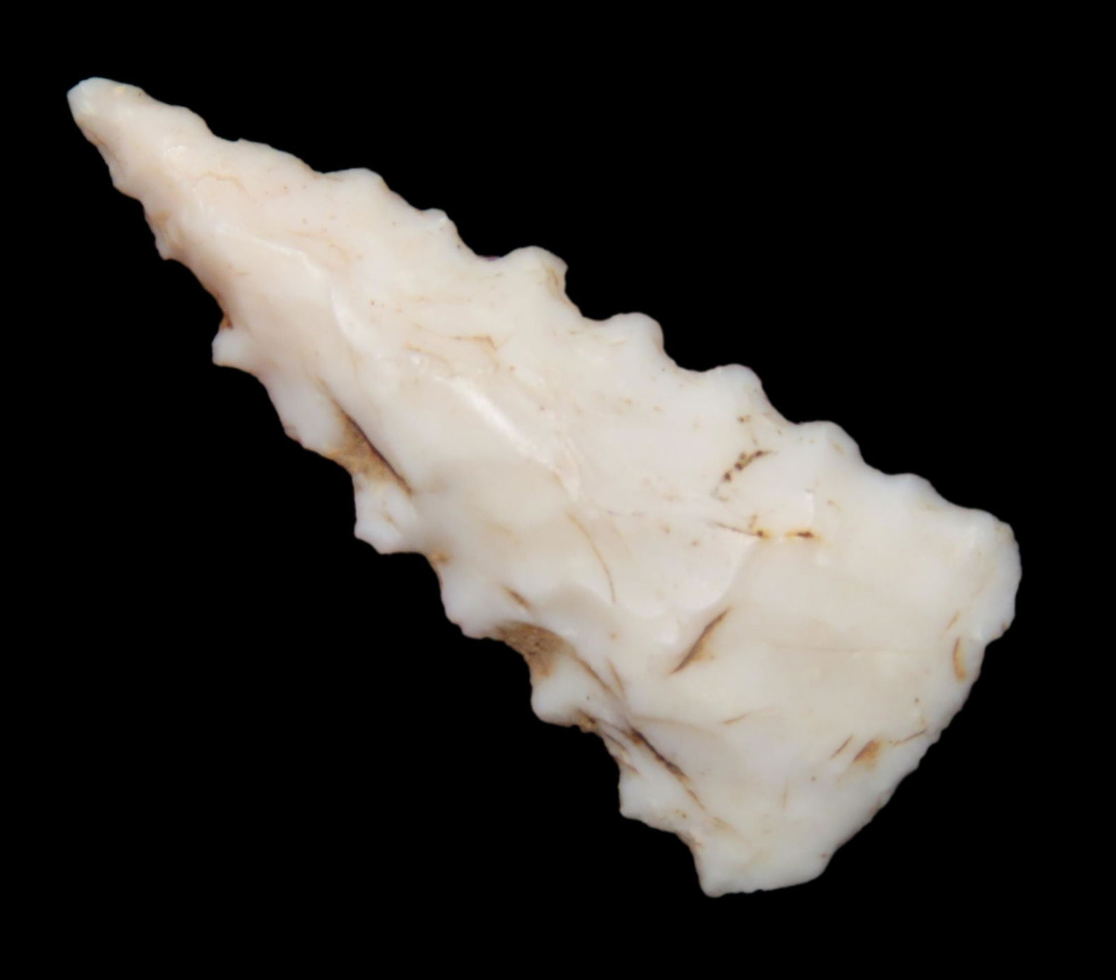 1 3/16" AMAZING SERRATED CAHOKIA TRIANGLE FOUND IN MADISON COUNTY ILLINOIS BY THOMAS SANTON, INDIAN  (1 of 4)