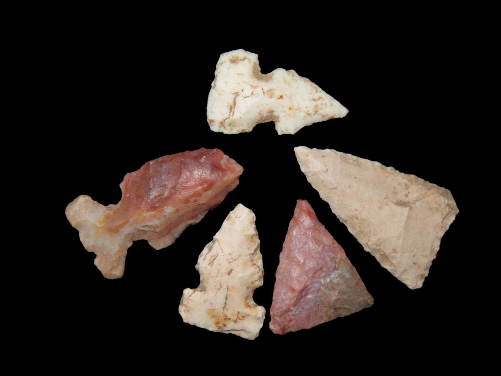 LOT OF 5 CAHOKIA BIRDPOINTS FOUND IN MADISON COUNTY ILLINOIS BY THOMAS SANTON, INDIAN ARROWHEAD, ART (1 of 2)