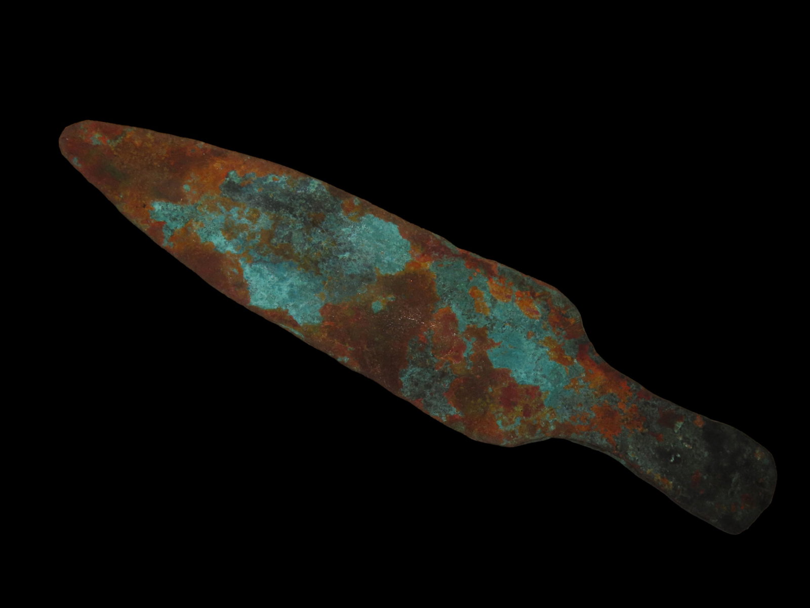 HUGE PRECOLUMBIAN COPPER DAGGER, SPEAR, KNIFE, VERY LARGE EXAMPLE, FOUND IN MEXICO (1 of 8)