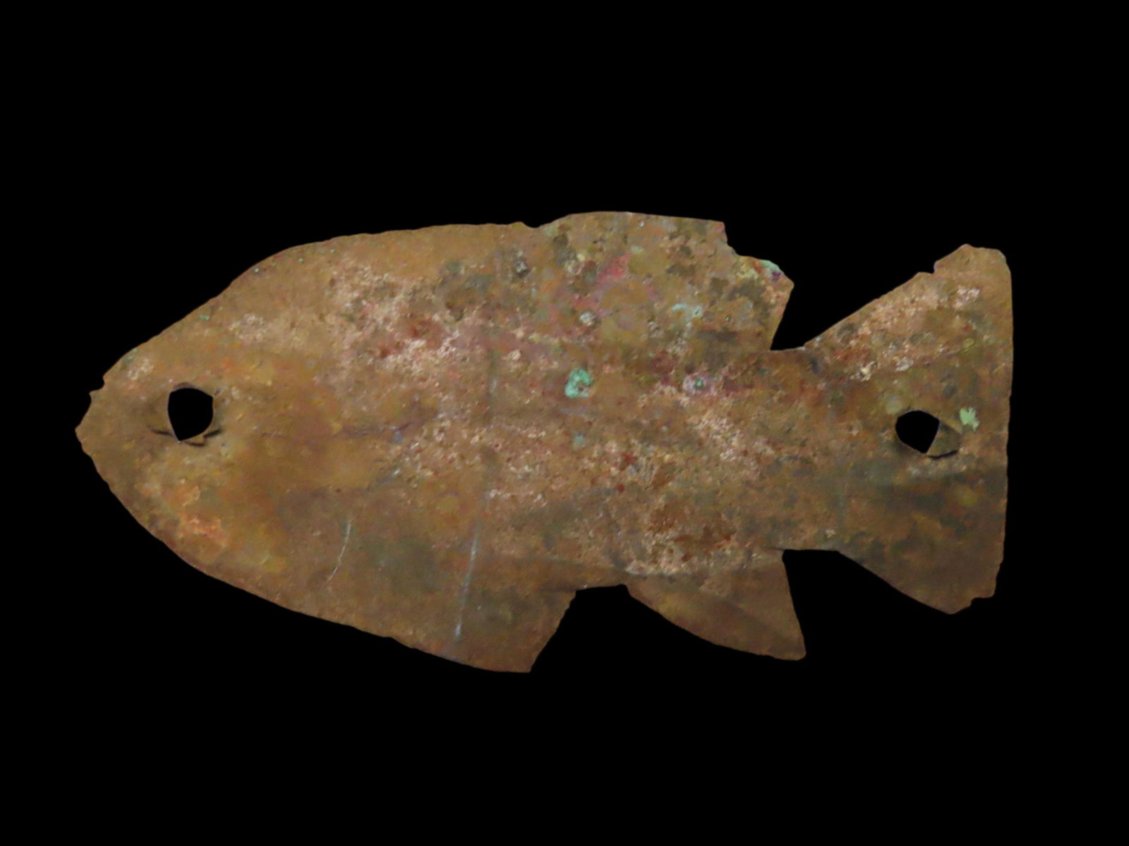 AMAZING PRECOLUMBIAN SILVER / COPPER FISH EFFIGY PENDANT, GREAT PIECE OF ANCIENT METAL ART (1 of 4)