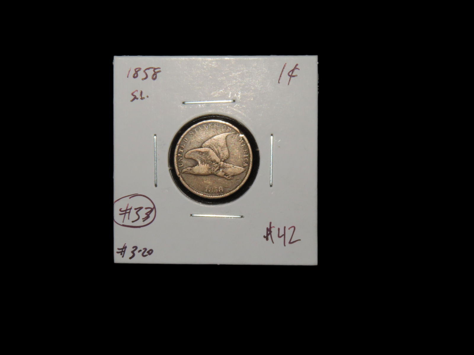 BETTER GRADE 1858 FLYING EAGLE CENT, RARE EARLY US COIN, ONLY IN CIRCULATION FOR 2 YEARS (1 of 3)