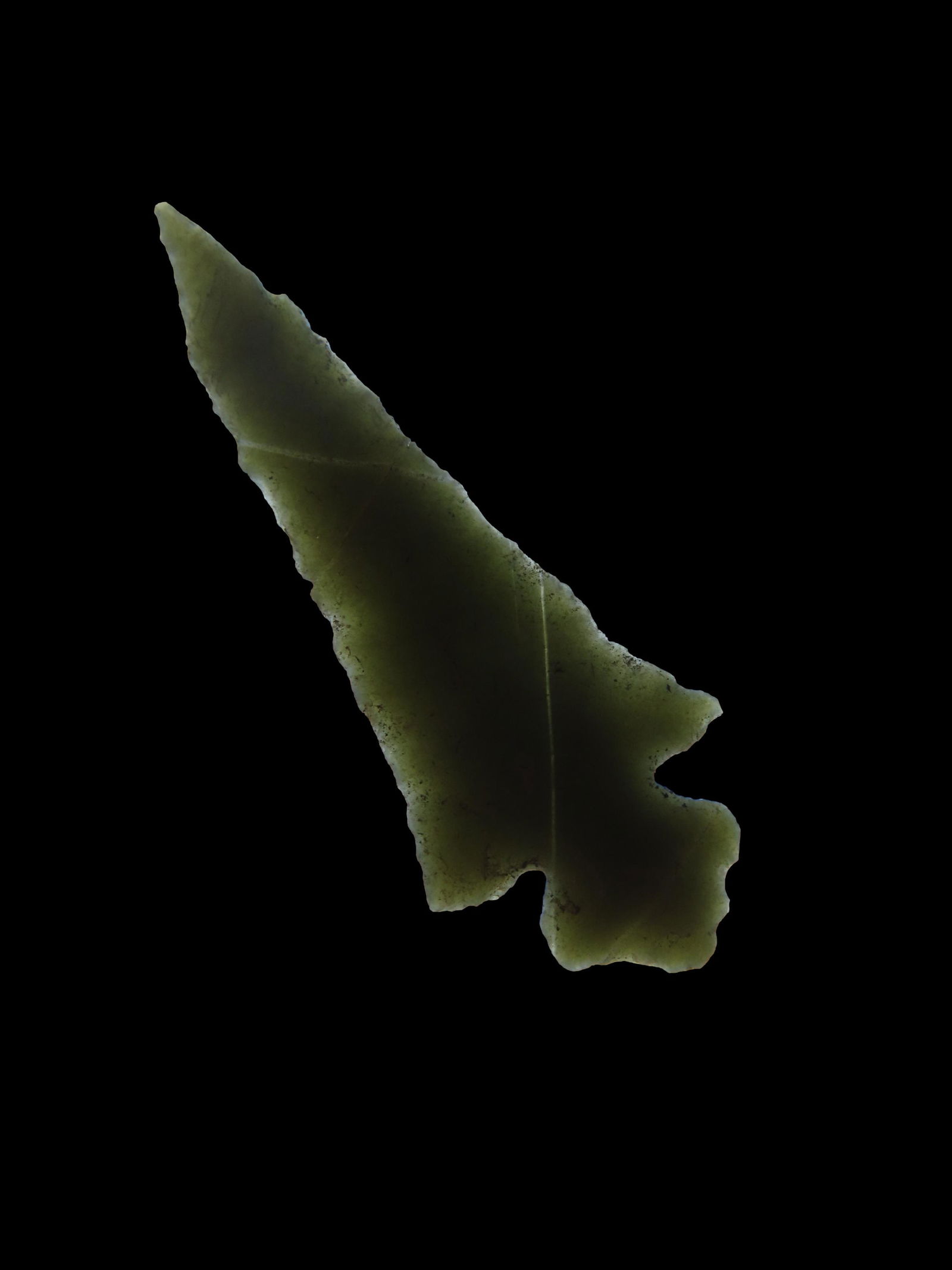 1 5/16" GREEN NOVACULITE HAYES found in Arkansas, Insane material on a rare point type.   Piece is (1 of 5)